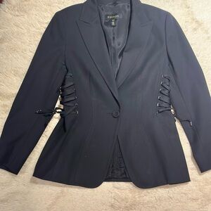 Escada Black Lace-Up Side Detail Blazer